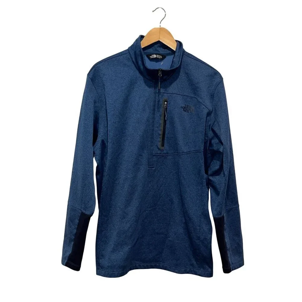 The North Face Mens/Womens 1/4 Zip Pullover XXL Blue Heather Athletic Fit